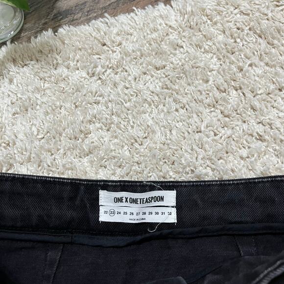 One Teaspoon 23 Black Zip Front Frayed Achor Vixen High Waist A Line Mini Skirt - Picture 4 of 4